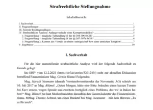 Strafrechtliche Stellungnahme zur Hausdurchsuchung Blümel