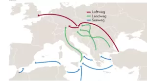 Das sind die Schlepperrouten nach Europa: Nach und durch Österreich. Grafik: BMI