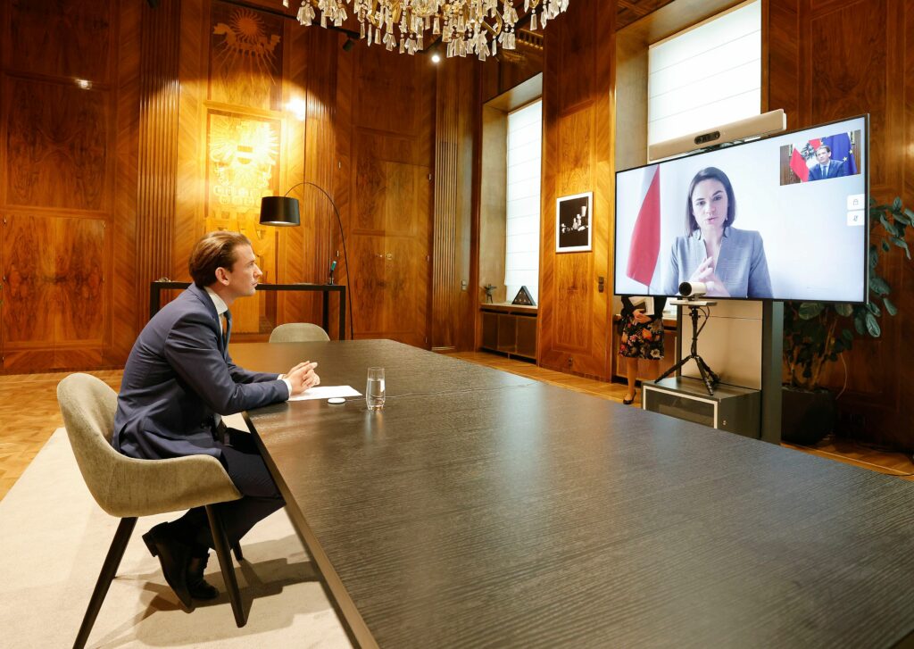 Sebastian Kurz sprach mit der belarussischen Oppositionsführerin Tichanowskaja. Foto: BKA/ Dragan Tatic