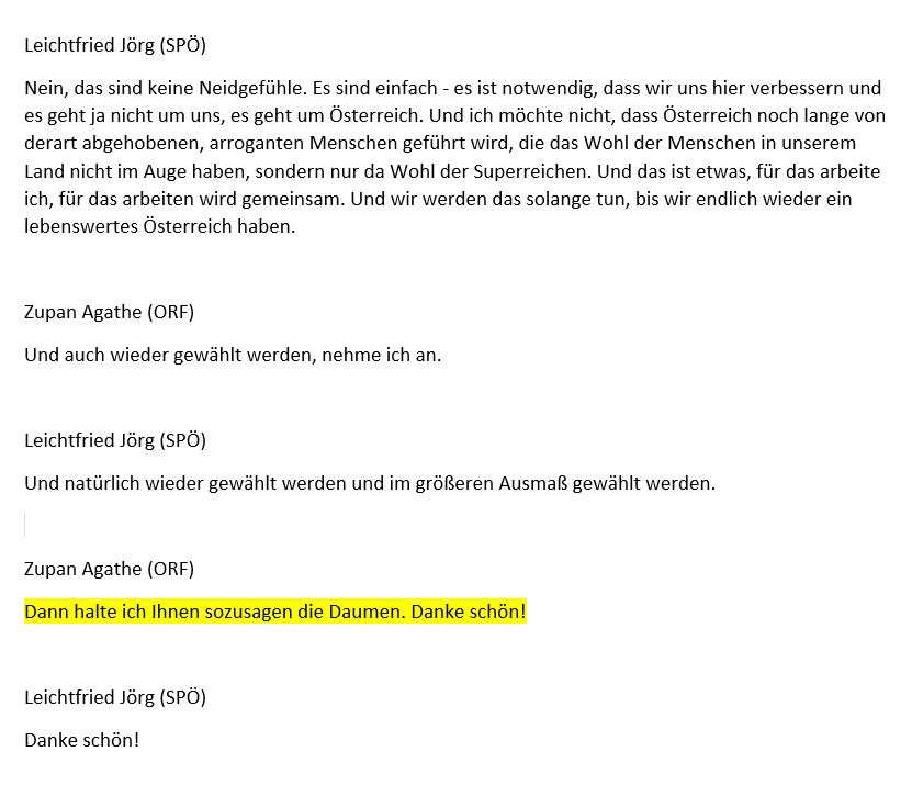 Screenshot/Transkript OE1 Morgenjournal/Zur-Sache