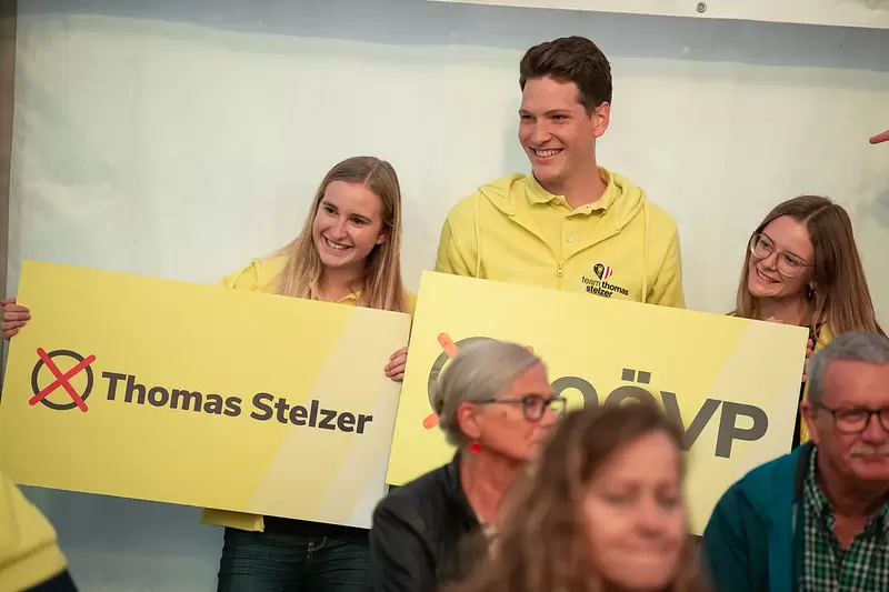 Junge Unterstützer der oberösterreichischen Volkspartei in Wolfern - Foto: Klubobmann August Wöginger in Wolfern - Foto: OÖVP