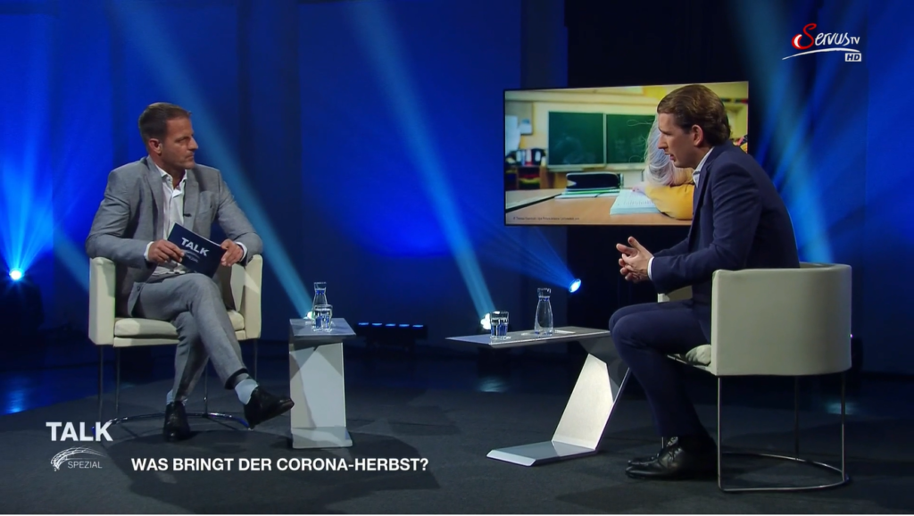 Bundeskanzler Kurz lehnt eine Impfpflicht klar ab. Screenshot: ServusTV