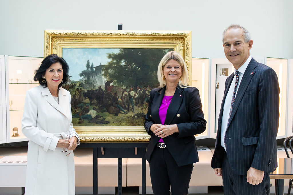 Direktorin Danielle Spera, Bundesministerin Klaudia Tanner, Botschafter Leigh Turner; Foto: JMW Direktorin Danielle Spera, Bundesministerin Klaudia Tanner, Botschafter Leigh Turner; Foto: JMW