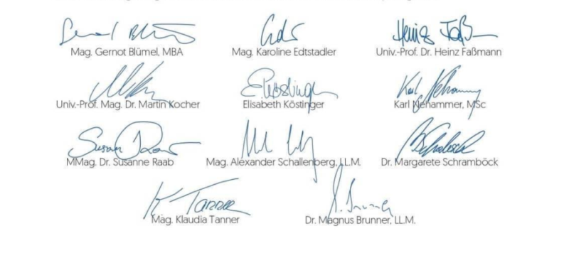 Alle ÖVP-Minister stärken Bundeskanzler Kurz den Rücken - die Unterschriften bestätigen das Alle ÖVP-Minister stärken Bundeskanzler Kurz den Rücken - die Unterschriften bestätigen das