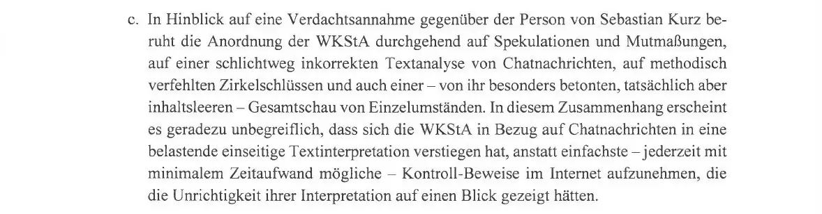 Die WKStA hat sich laut Lewisch in eine "belastende einseitige Textinterpretation verstiegen"