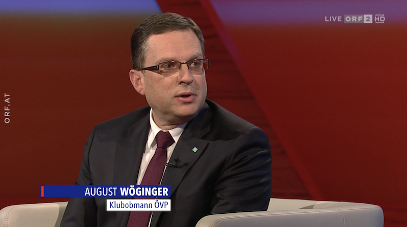 VP-Klubobmann August Wöginger Im Zentrum nach der Regierungsumbildung. Screenshot: ORF – Im Zentrum / tvthek.orf.at VP-Klubobmann August Wöginger Im Zentrum nach der Regierungsumbildung. Screenshot: ORF – Im Zentrum / tvthek.orf.at