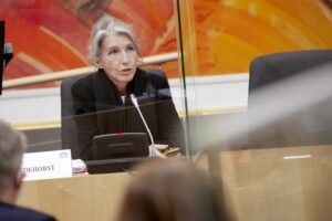 Christine Wendehorst spricht über den juristischen Blickwinkel. Foto: Parlamentsdirektion / Thomas Topf
