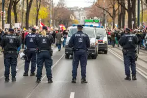 Polizisten sorgten bei der Corona-Demo vergangenes Wochenende für Sicherheit. Foto: BMI/Pachauer
