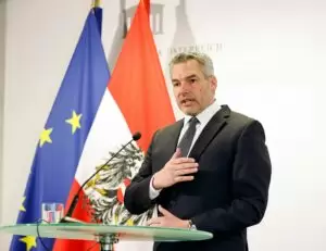 Bilanz der ersten Kanzlerjahres in 41 Punkten: Bundeskanzler Karl Nehammer. Foto: Dragan Tadic