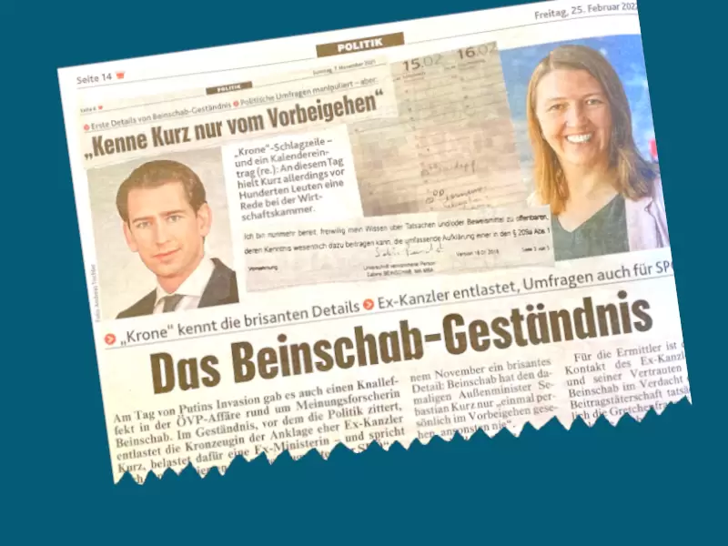 Das Beinschab-Geständnis entlastet eher Sebastian Kurz: Faksimile der Kronen Zeitung vom 25. Februar 2022