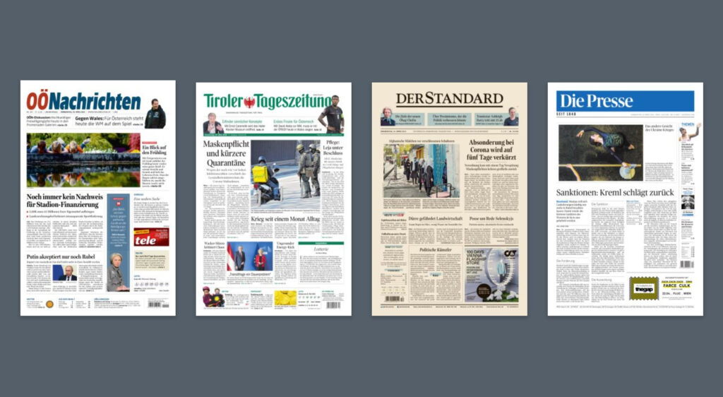Österreichs Tageszeitungen erhalten Förderung für den digitalen Wandel. Screenshot: APA Kiosk Österreichs Tageszeitungen erhalten Förderung für den digitalen Wandel. Screenshot: APA Kiosk