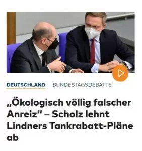Streit um Entlastungen. Kanzler Olaf Scholz und Finanzminister Lindner. Foto: Screenshot welt.de