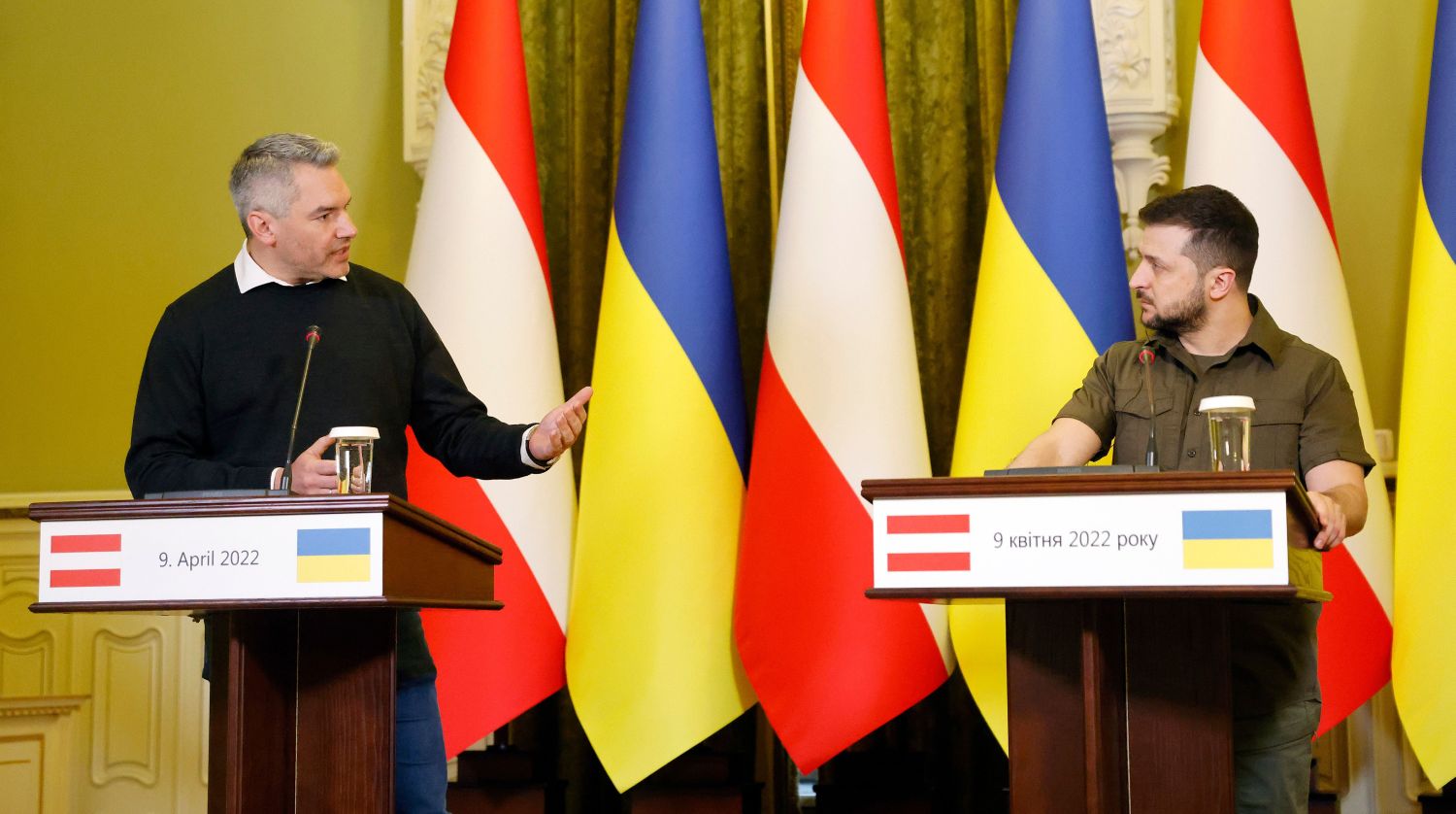 Bundeskanzler Karl Nehammer und Präsident Wolodymyr Selenksyi in Kiew: Ukraine braucht Unterstützung. Foto: Bka, Dragan Tatic