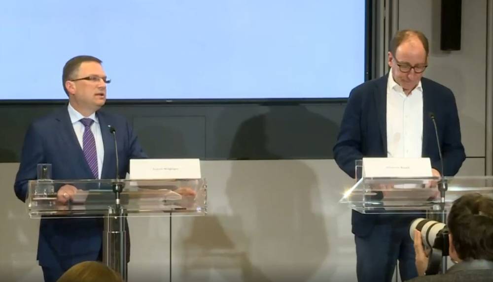 Klubobmann und Sozialsprecher der ÖVP, August Wöginger: "Sozialpolitische Verantwortung wahrnehmen", mit Sozialminister Johannes Rauch. Screenshot: APA Livestream