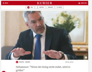 Bundeskanzler Karl Nehammer im Kurier-Interview. Foto: Kurier-Screenshot, Zur-Sache