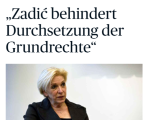 Im Interview mit der Tageszeitung Die Presse erläuterte Gabriele Aicher die Gründe für ihren Rückzug als Rechtsschutzbeauftragte. Screenshot: Zur-Sache