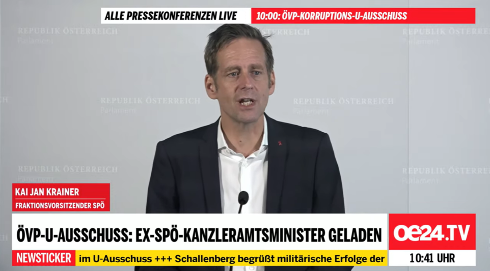 Im Vorfeld zum heutigen U-Ausschuss Tag, der sich mit der SPÖ befasst, lässt der rote Fraktionsführer Kai Jan Krainer mit einer verwunderlichen Aussage aufhorchen. Foto: Screenshot Zur-Sache