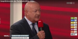 ÖVP-Generalsekretär Christian Stocker: Wahlergebnis zeigt, dass Österreicher stabile Verhältnisse wünschen. Bild: Screenshot / ORF