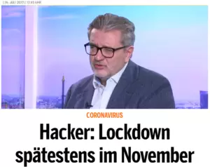 SPÖ-Gesundheitsstadtrat Peter Hacker warnte im Juli vor einem erneuten Lockdown und kritisierte das Quarantäne-Aus der Bundesregierung. Screenshot: oe24 am 26.07.2022