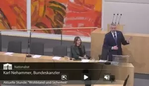 Für Sicherheit, gegen illegale Migration: Bundeskanzler Karl Nehammer vor dem Nationalrat. Foto: Screenshot parlament.gv.at