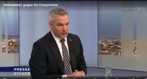 Beim Energiekostenzuschuss wird mit 500 Mio. Euro nachgebessert: Bundeskanzler Karl Nehammer in der Pressestunde. Foto: Screenshot/ORF-Pressestunde