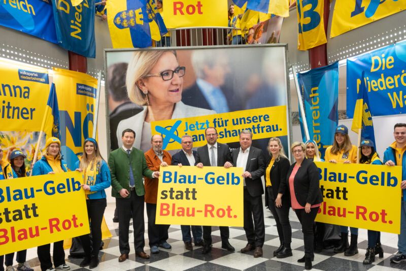 Die die Niederösterreichische Volkspartei warnt in der Schlussmobilisierung zur Landtagswahl am Sonntag vor einer drohenden blau-roten Mehrheit. Foto: VPNOE