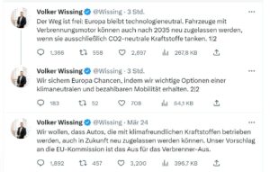 Deutschlands Verkehrsminister Volker Wissing ist erleichtert: Europa bleibt technologieneutral.