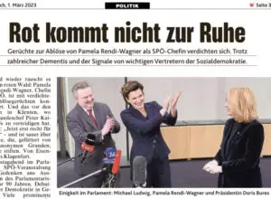 Während sich die Wiener SPÖ um Geschlossenheit bemüht, kommt die SPÖ nicht zur Ruhe, befand die Krone am Mittwoch. Foto: Screenshot Krone/Zur-Sache