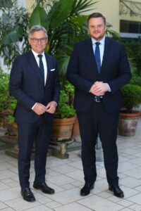 Kroatiens Finanzminister Marko Primorac mit Magnus Brunner: Arbeitsgespräch in Zagreb. Foto: BMF/ÖB