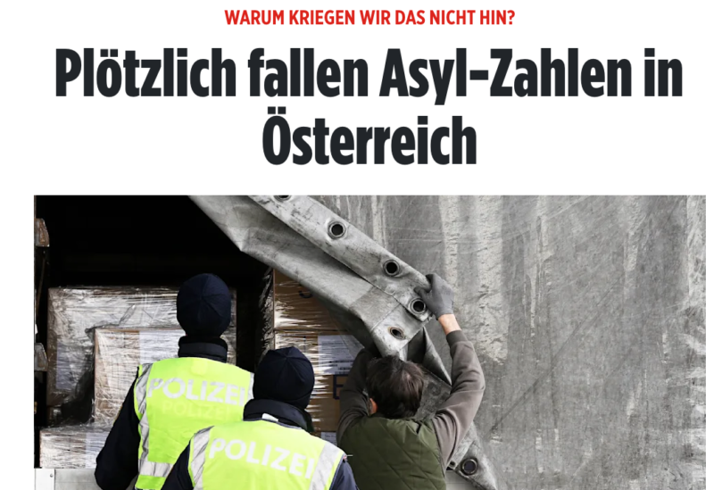 Die deutsche Bild-Zeitung befasst sich in einem Beitrag mit den rückläufigen Asylzahlen in Österreich und fragt sich, wieso das Deutschland nicht hinbekommt. Foto: Screenshot Zur-Sache/Bild.de