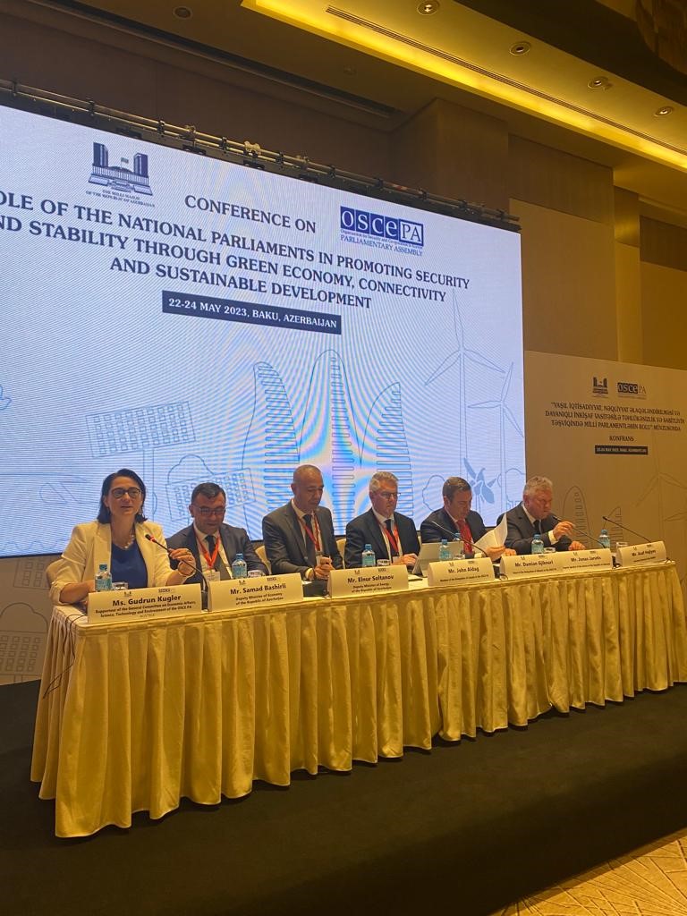 Für Sicherheit und Frieden in einer asiatischen Zentralregion unter schwierigen historischen und geographischen Bedingungen: Gudrun Kugler, Mitglied der Parlamentarischen Versammlung der OSZE, bei einer Konferenz in Baku (Aserbeidschan). Foto: Büro Gudrun Kugler