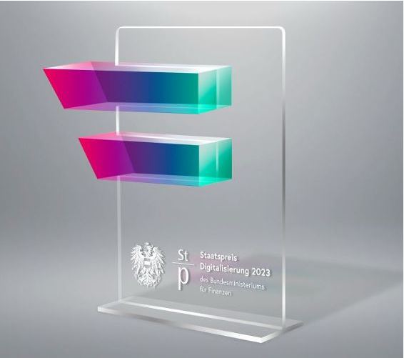 So sieht der Staatspreis für Digitalisierung aus. Grafik: BMF/ Digital Austria