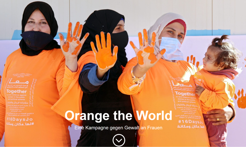 Auftakt der UN-Kampagne "Orange the World". Screenshot unwoman.at