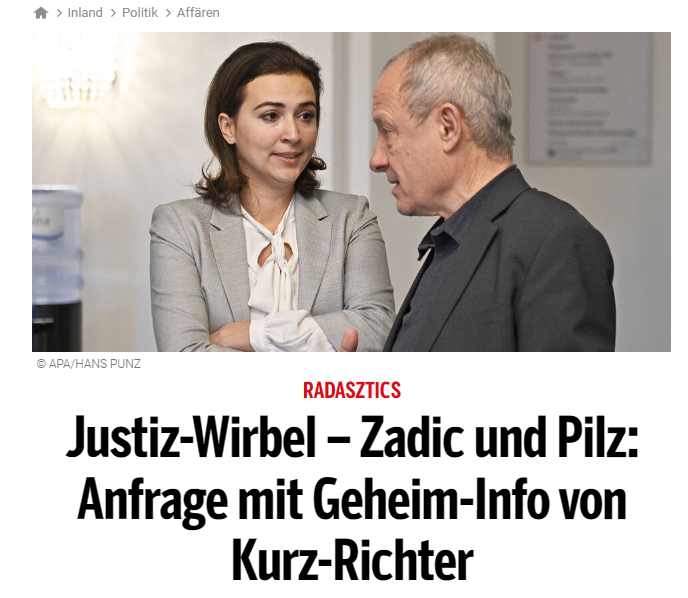 Alma Zadic, Kandidatin und Abgeordnete der Liste Pilz bis 2019, wechselte 2019 zu den Grünen. Screenshot_ oe24.at