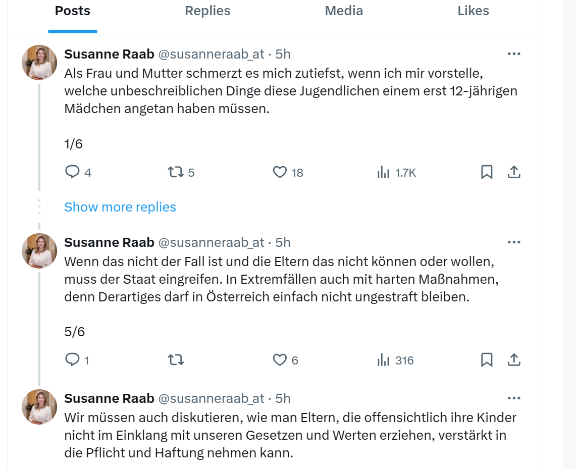 Susanne Raab auf X: Weitere Maßnahmen erforderlichen, Haftung der Eltern.