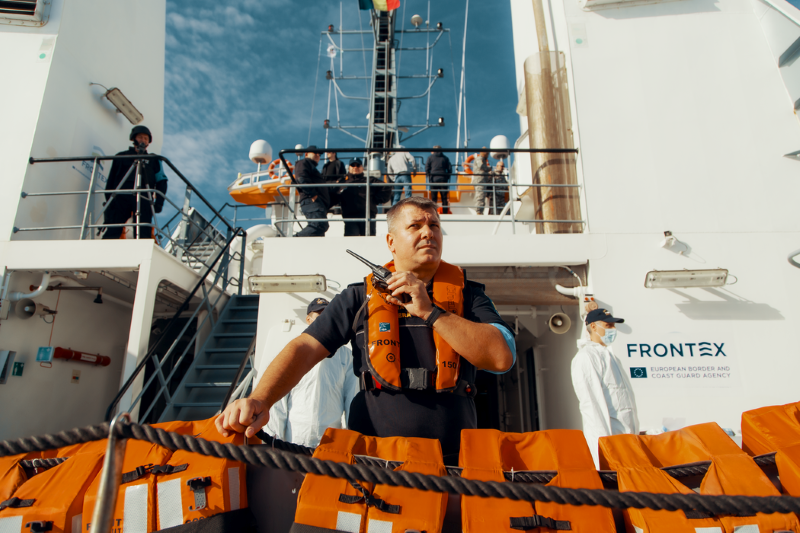 Kampf gegen Schlepper und Ertrinken im Mittelmeer: Frontex-Einheit vor Spanien. Foto: Frontext