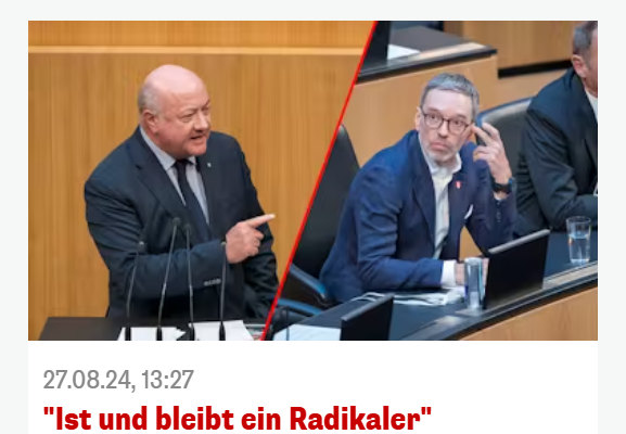 Kickl in der Kritik: ÖVP-Generalsekretär Christian Stocker (l.) argumentiert treffende Kritik an FPÖ-Obmann Herbert Kickl (r.). Aber mit der abgewandelten Gebetszeile aus dem Vater Unser hat sich Kickl eine neue Front völliger Ablehnung eingehandelt: Christen, Theologen wie Laien, lehnen die Instrumentalisierung eines Gebets für politische Werbung als zynisch und lästernd ab. Tageszeitungen wie Heute widmen der Kritik an Kickl breiten Raum. Screenshot: heute.at