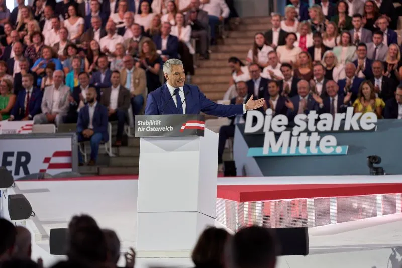 Karl Nehammer: Geradezu kämpferische Rede vor 3.500 Delegierten zum Auftakt der Intensivphase des Wahlkampfes für die Nationalratswahl am 29. September. Alle Fotos: ÖVP