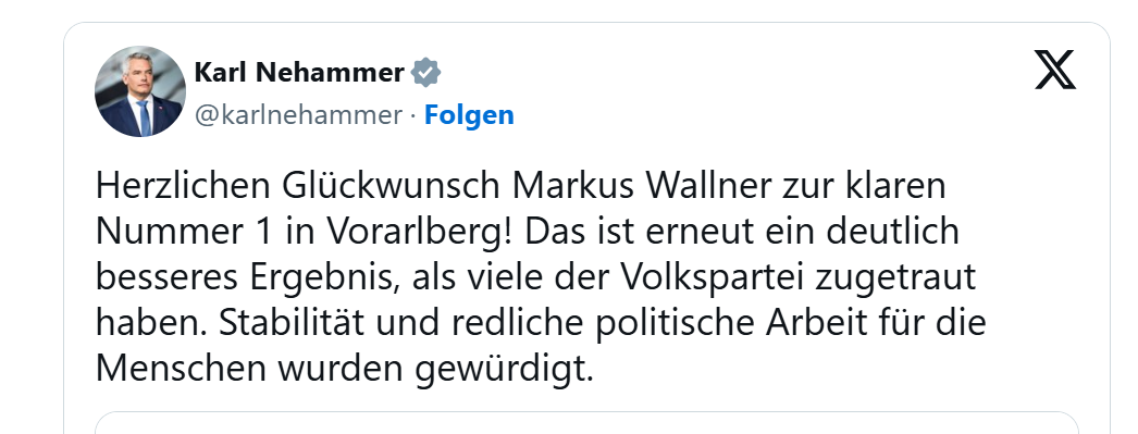 Erste Gratulanten: ÖVP-Bundesparteichef und Bundeskanzler Karl Nehammer (auf X) sowie Generalsekretär Christian Stocker