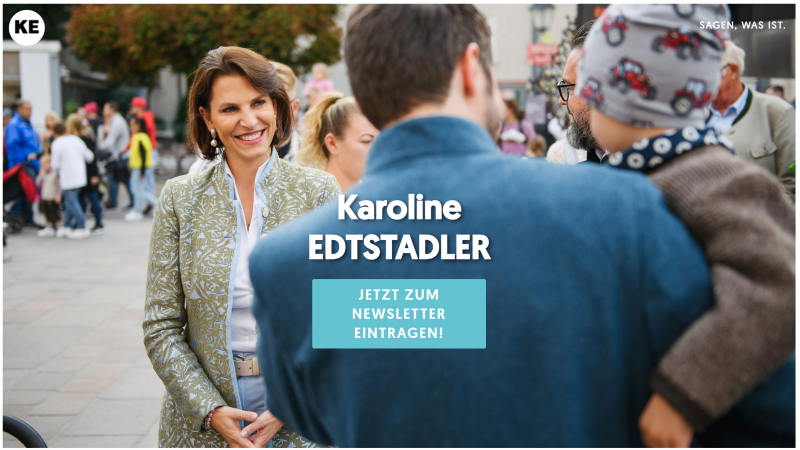 "Sagen, was ist": Leitendes Motiv für Karoline Edtstadler als Politikerin. Foto: Screenshot Homepage