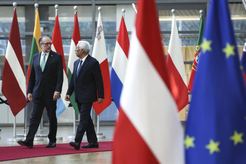 War am Montag in Brüssel und traf unter anderem EU-Ratspräsident Antonio Costa. Österreichs Kanzler Alexander Schallenberg Foto: European Union