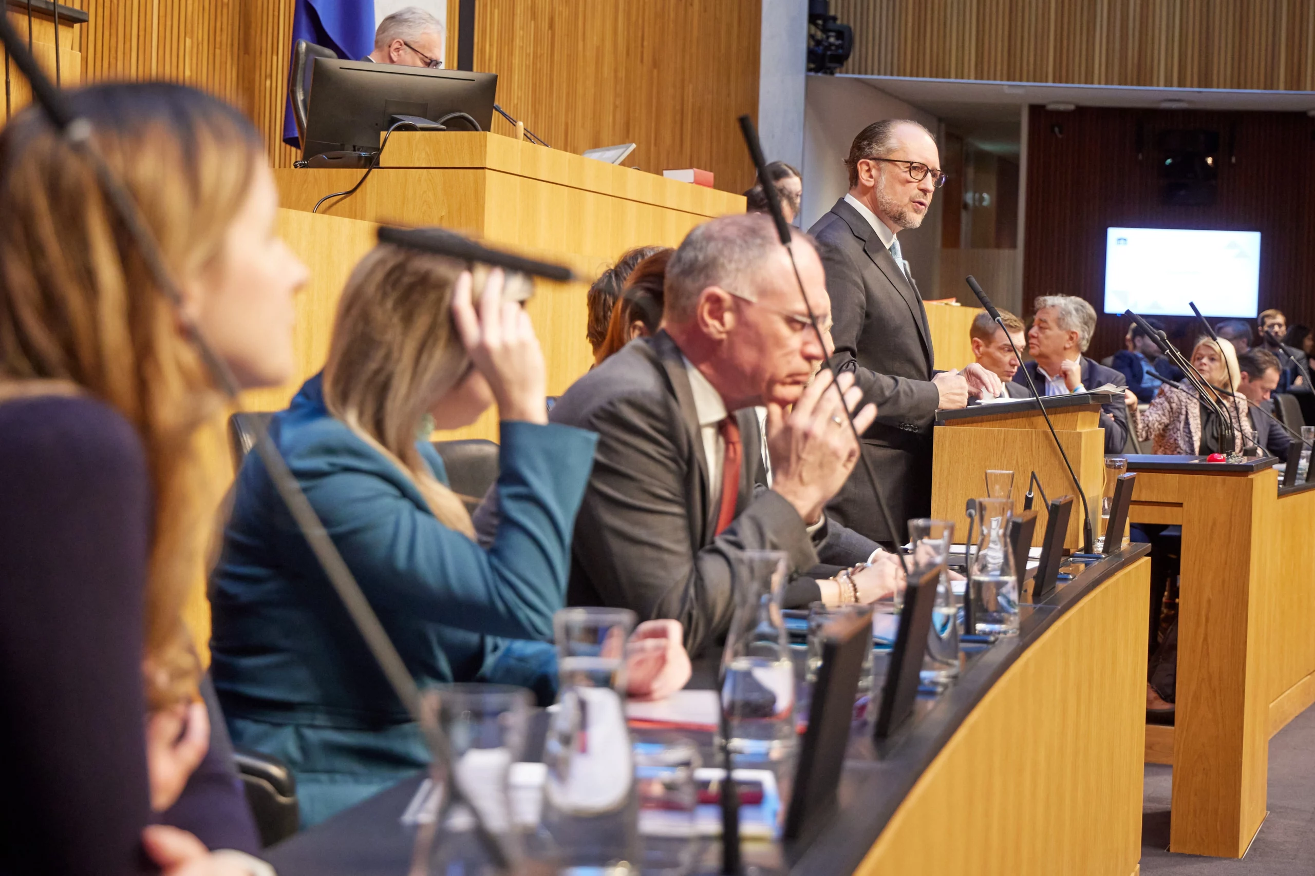 Alexander Schallenberg, bis zur Angelobung der nächsten Bundesregierung, Bundeskanzler der provisorischen: Regierungserklärung zu den nicht den verhandelbaren Grundlagen der Zweiten Republik. Foto: Parlament / Thomas Topf