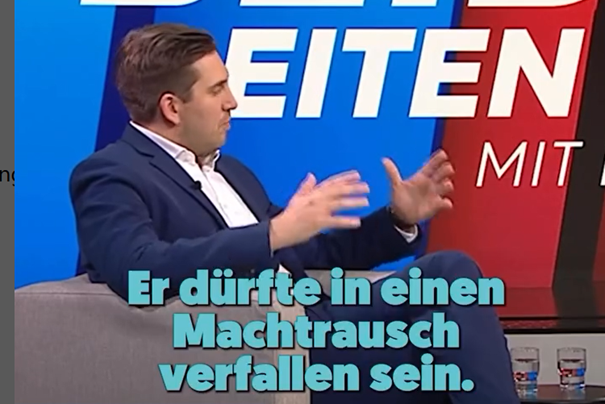 Alexander Pröll präsentiert auf vielen Kanälen - hier bei Puls TV - Abrechnung mit FP-Chef Herbert Kickl: Dieser hätte Chancen gehabt, aber den Auftrag zur Regierungsbildung zurückgelegt. Screenshot Instagram