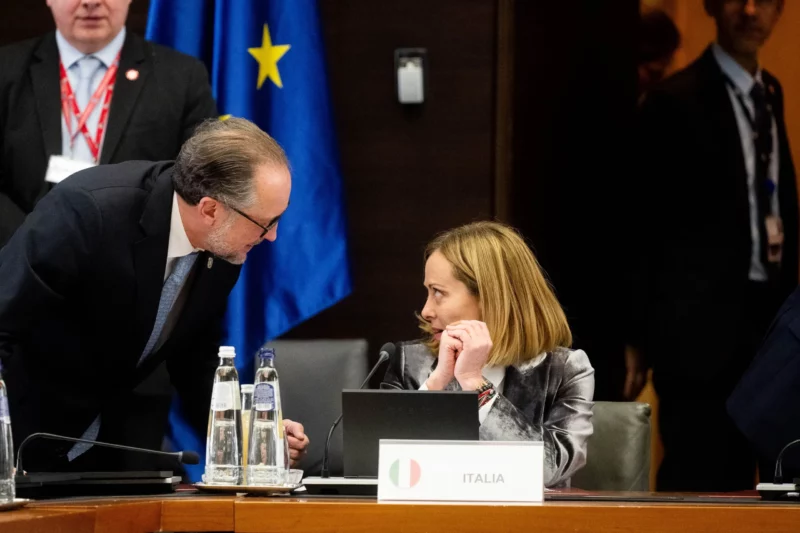 Trafen sich vergangene Woche bei der "informellen Klausur" der EU-Staats- und Regierungschefs in Brüssel und am Montag bilateral in Rom. Bundeskanzler Alexander Schallenberg und Italiens Regierungschefin Giorgio Meloni. Foto: BKA/Michael Gruber