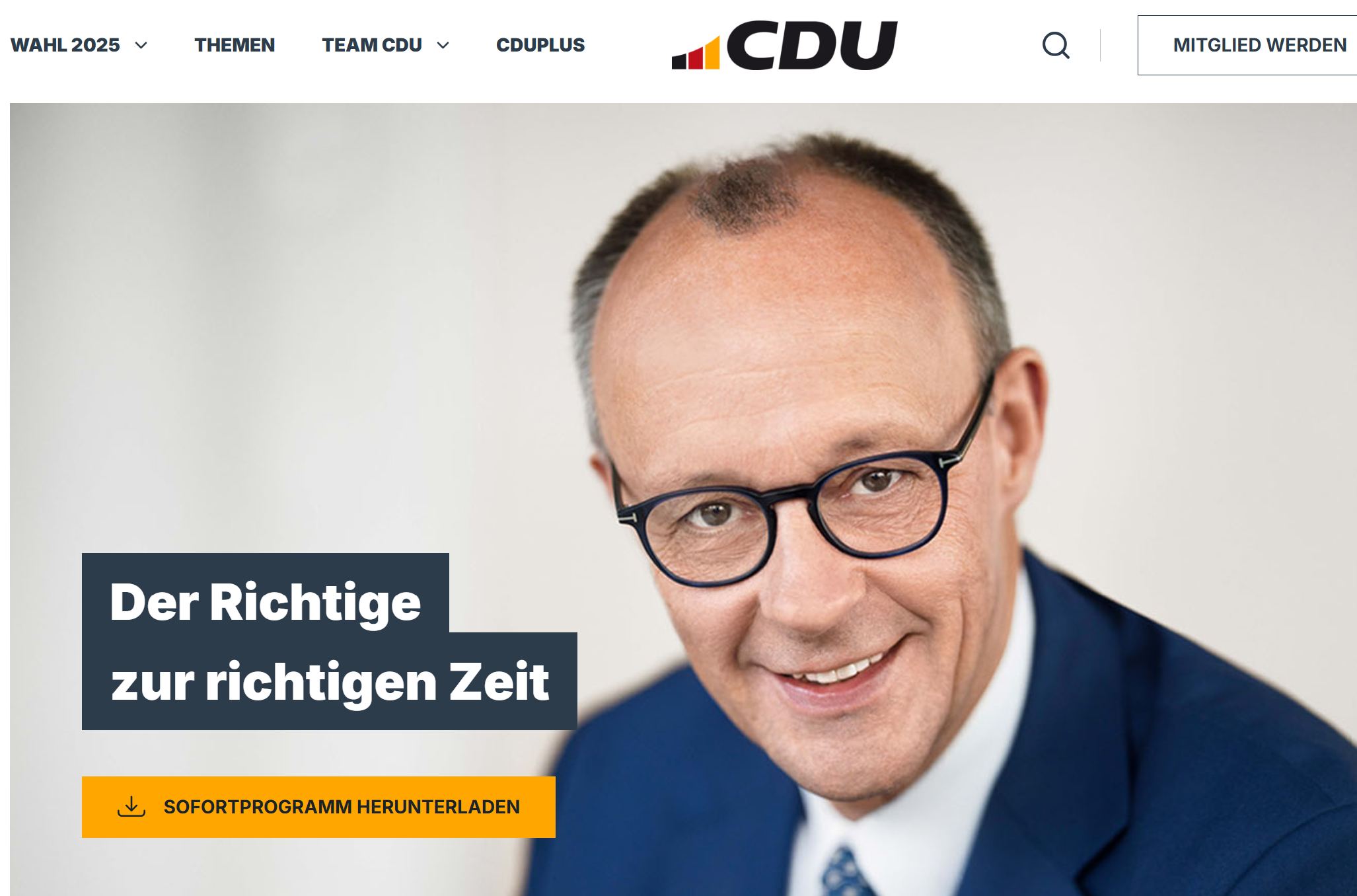 Der neue Bundeskanzler in Deutschland: Friedrich Merz, CDU (Screenshot CDU.de)