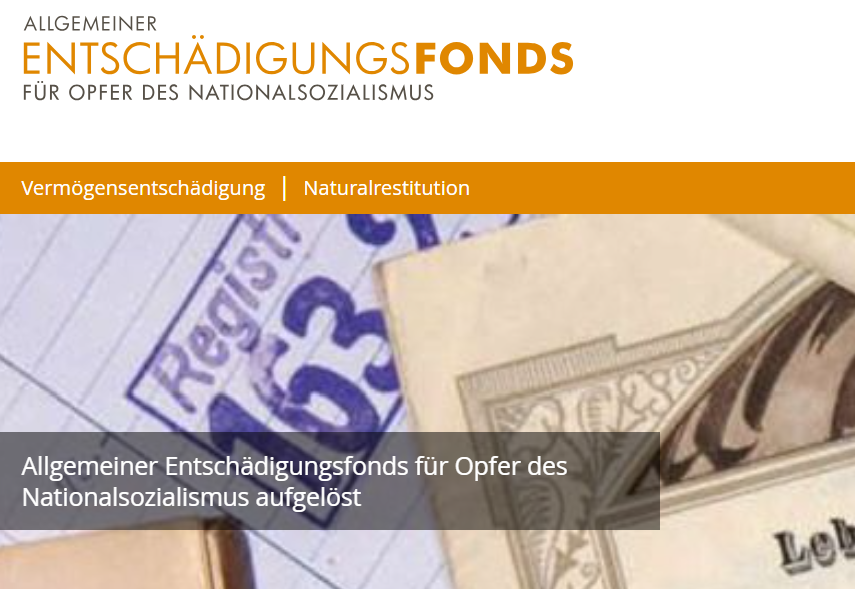 Seite 1995 besteht der Fonds für Entschädigung von NS-Opfern (Screenshot Homepage)