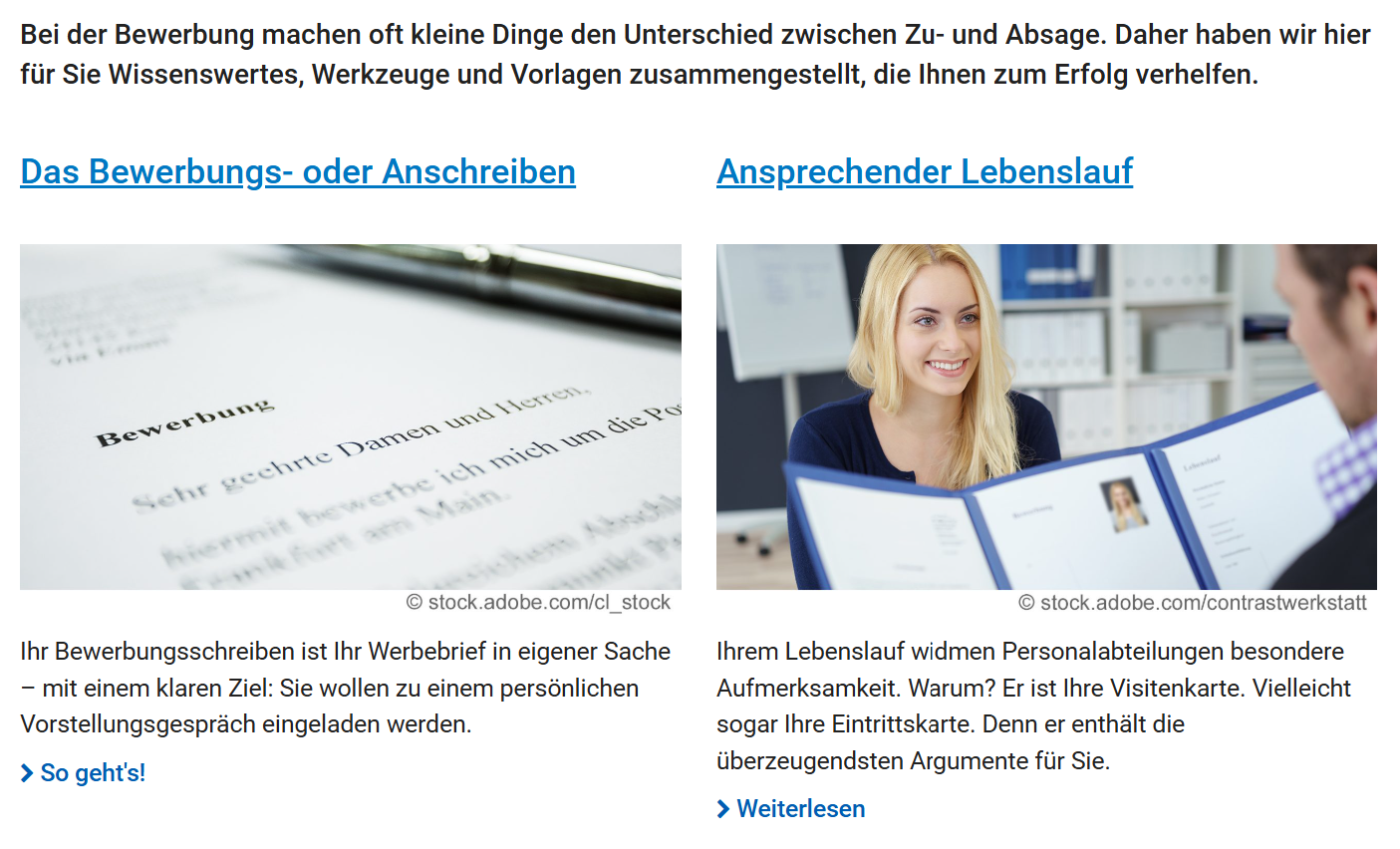 Information für allen Lagen des Berufs- und Arbeitslebens: AMS-Info-Angebote. Bild: Screenshot ams.at