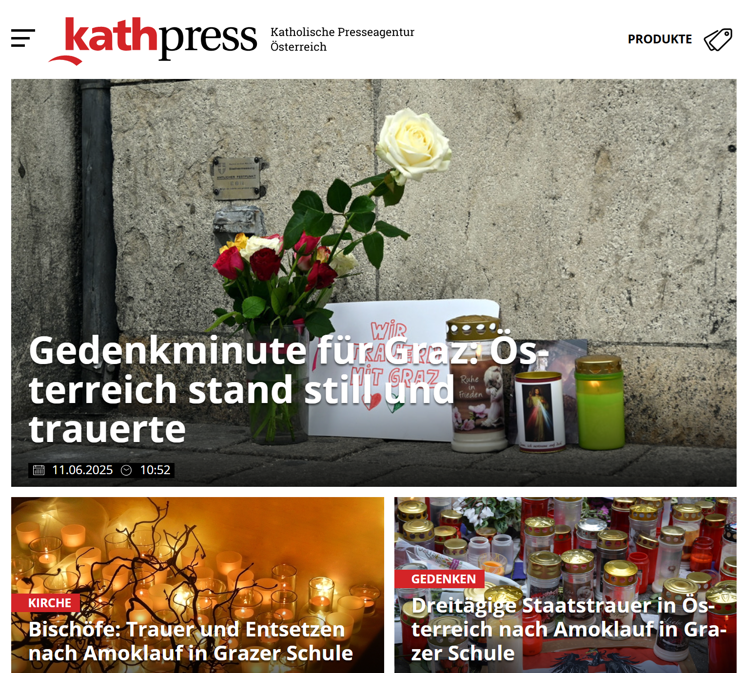Kerzen vor dem Stephansdom in Wien im Gedenken an die Opfer. Foto: Screenshot Kathpress