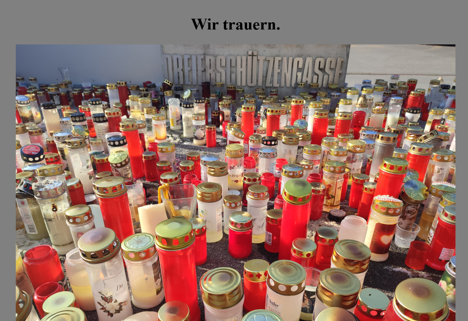 "Wir trauern": Zehn Tote und ein Dutzend teils schwer verletzte Opfer verzeichnet das Borg Graz nacheinem Attentat. Foto: Screenshot Borg Graz Homepage
