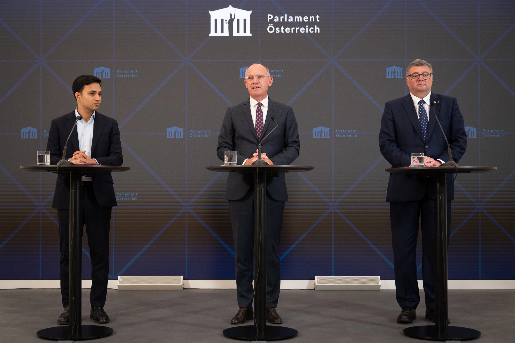 Präsentierten Gefährderüberwachung: Y. Shett, G. Karner, J. Leichtfried. Foto: J. Makowecz
